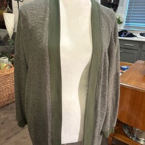 Silence + Noise Gray and Green Cardigan Sweater